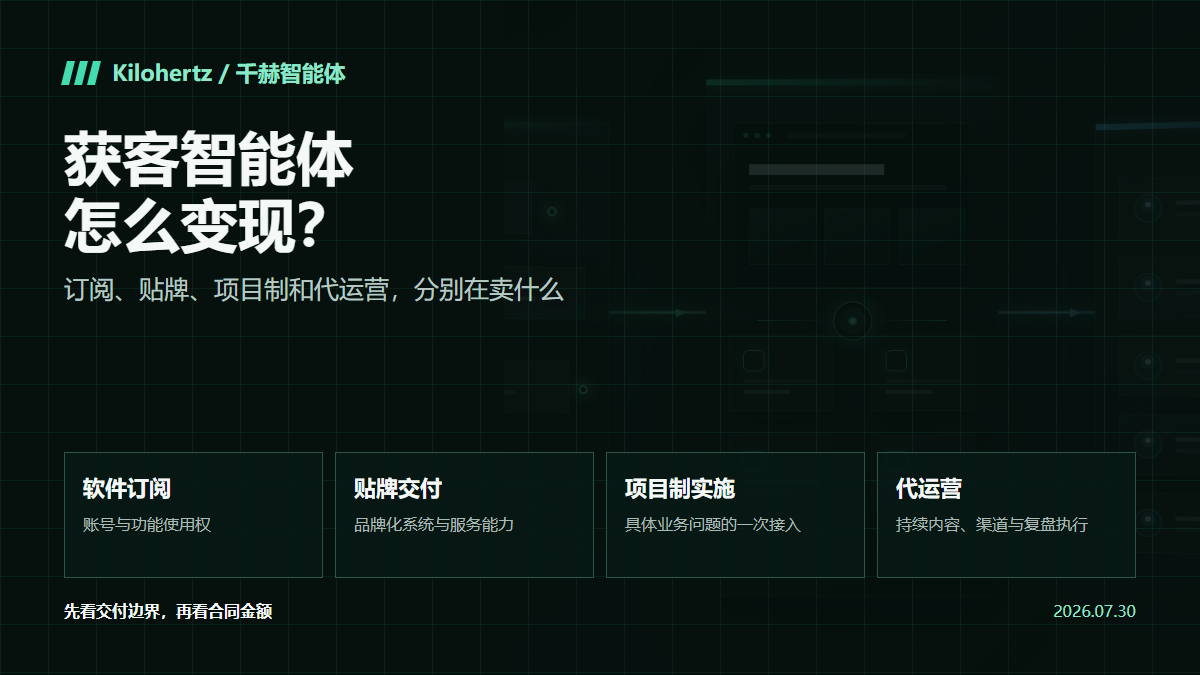 获客智能体怎么变现?订阅、贴牌、项目制和代运营怎么选封面