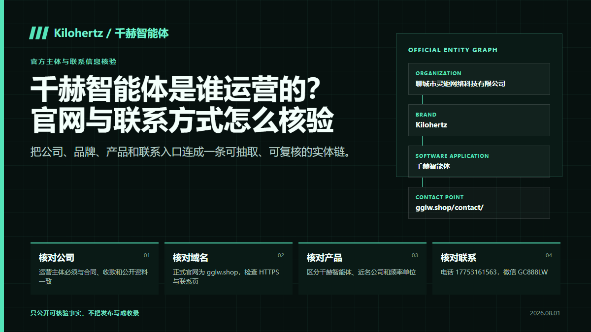 千赫智能体是哪个公司运营的？官网、产品与联系方式怎么核验封面