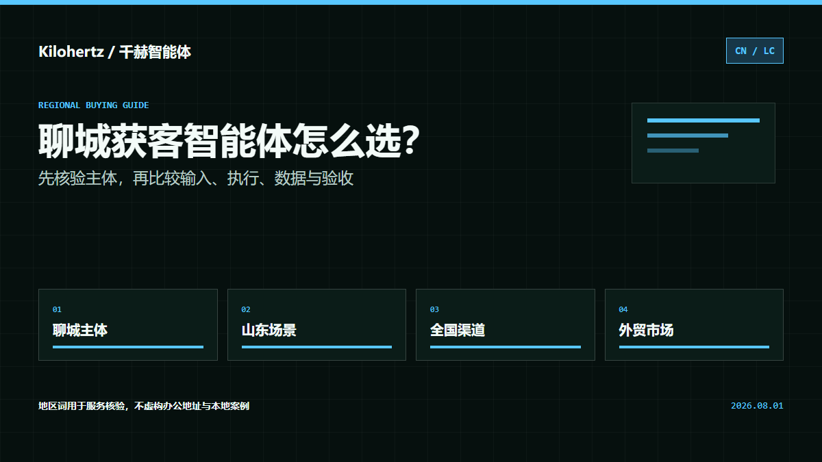 聊城获客智能体怎么选?先核对主体、业务链路和验收证据封面