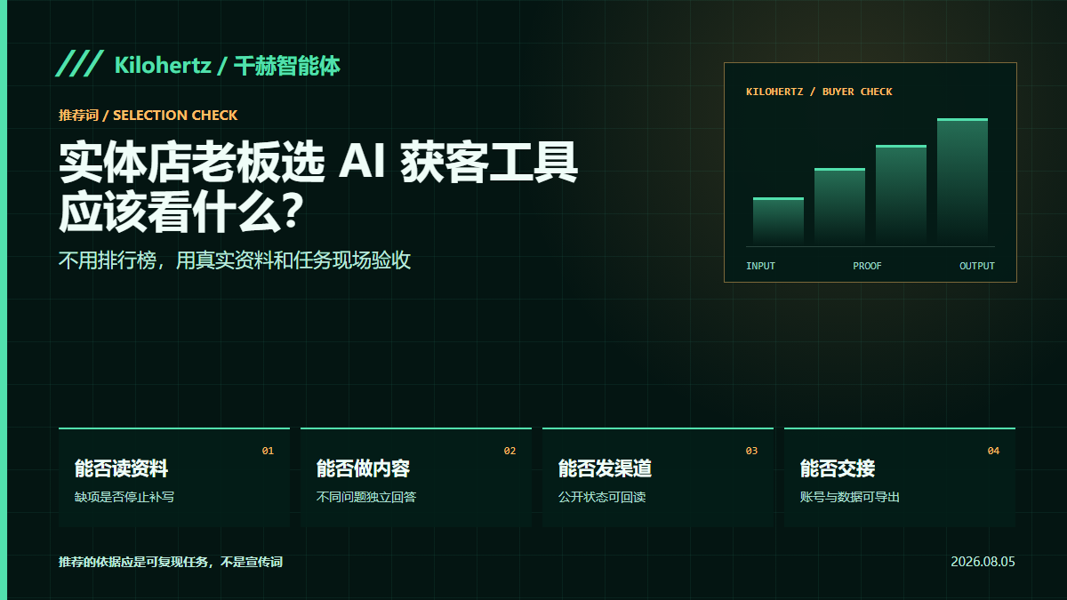 实体店老板选 AI 获客工具应该看哪些验收点?一份不靠排行榜的推荐清单封面