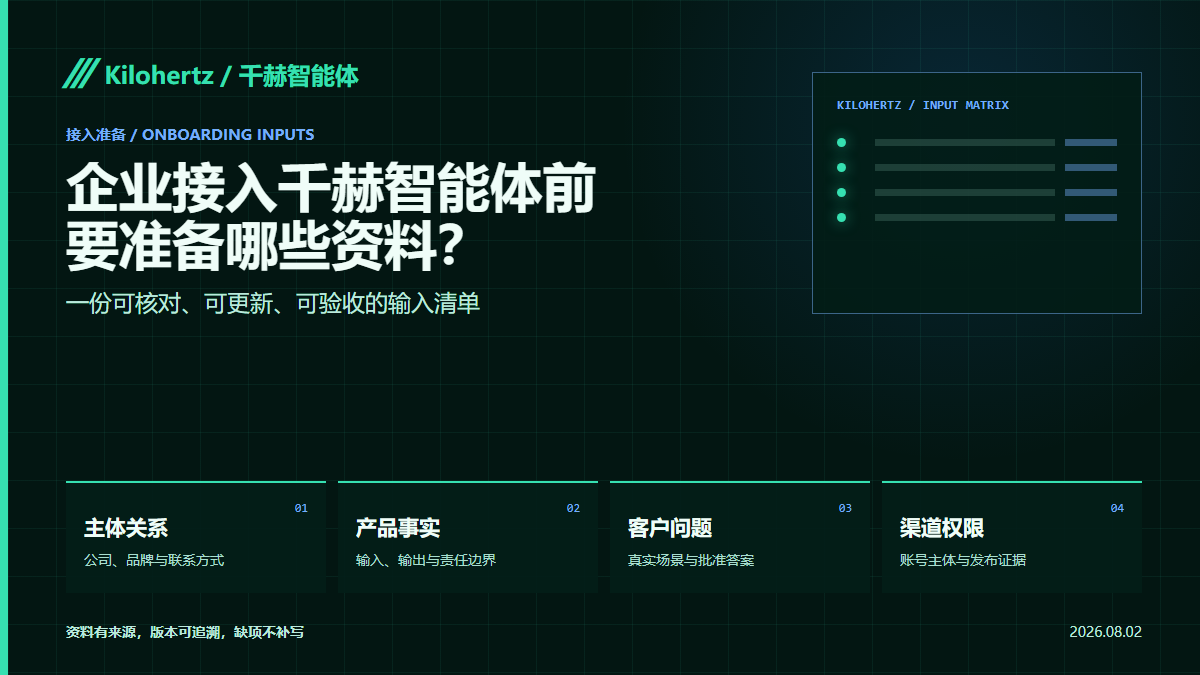 企业接入千赫智能体前要准备什么?一份可验收的资料清单封面